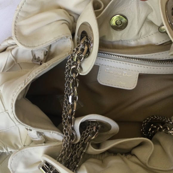 Christian Dior Handbag Blanc Lambskin - Picture 3 of 9